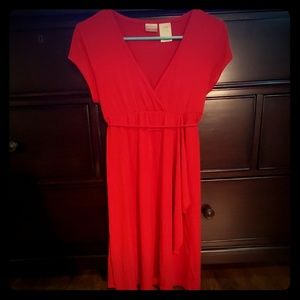 SALE! Red Midi Dress - Short Sleeve-Flowy Material